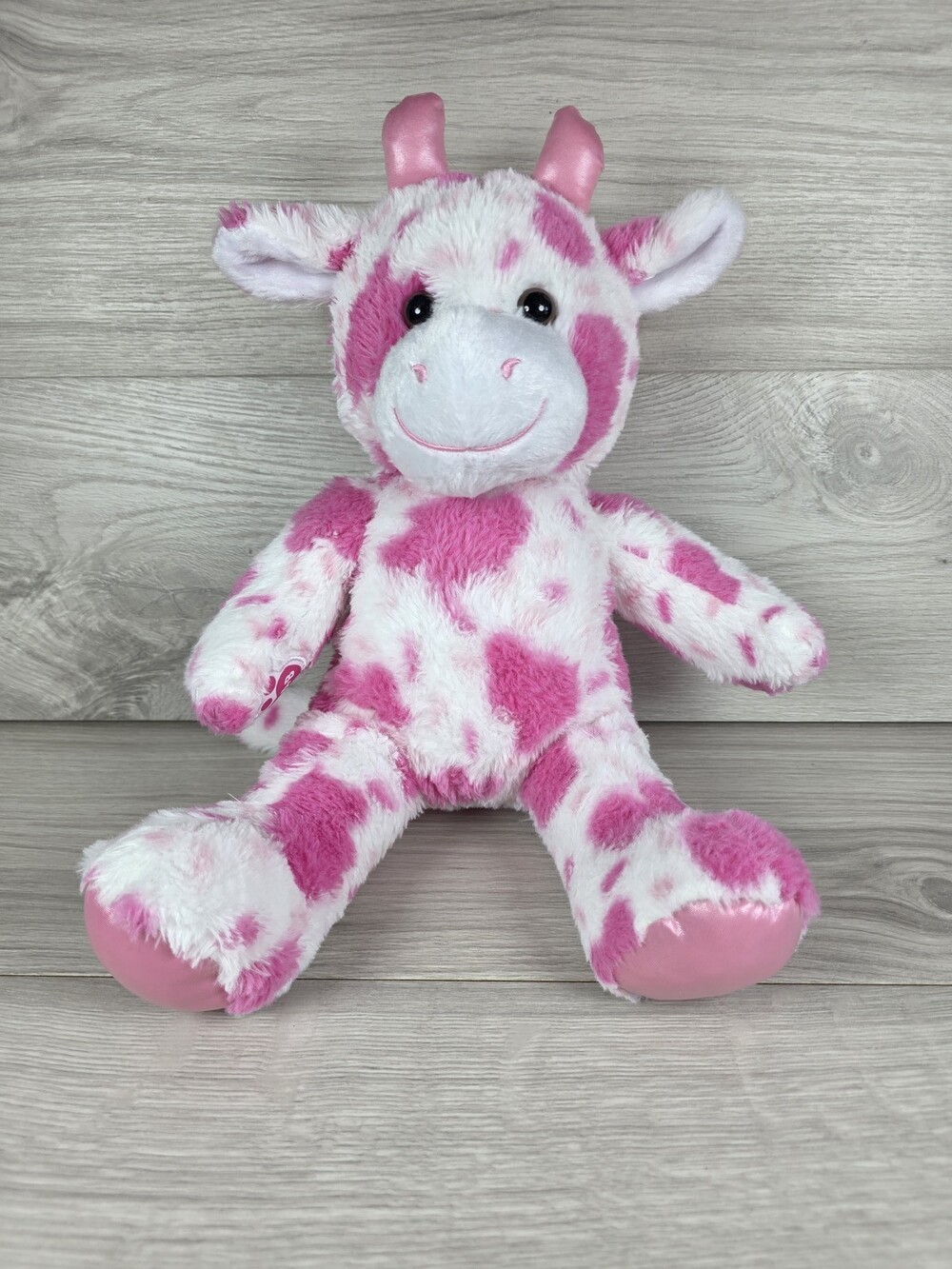 Build-A-Bear Workshop Plush Cow Pink White 16" Satin Cake Pop Strawberry SU57